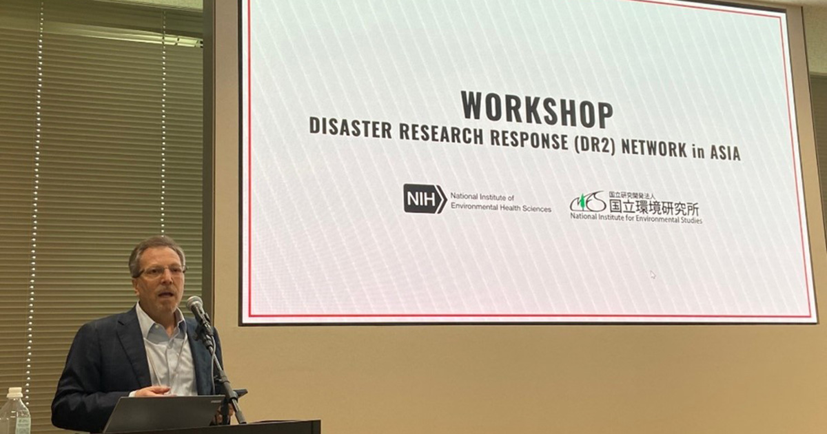 Aubrey Miller, M.D., M.P.H. speaking at the Disaster Research Response Workshop