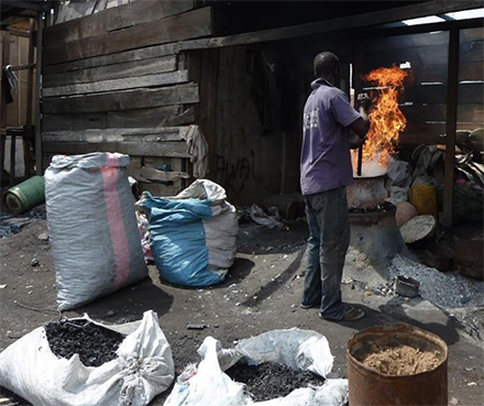 person burning trash