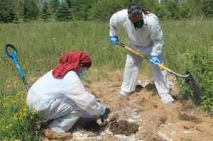people planting outside