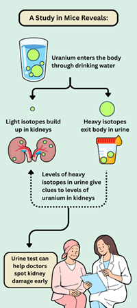 Urine test may detect uranium buildup before irreversible injury.