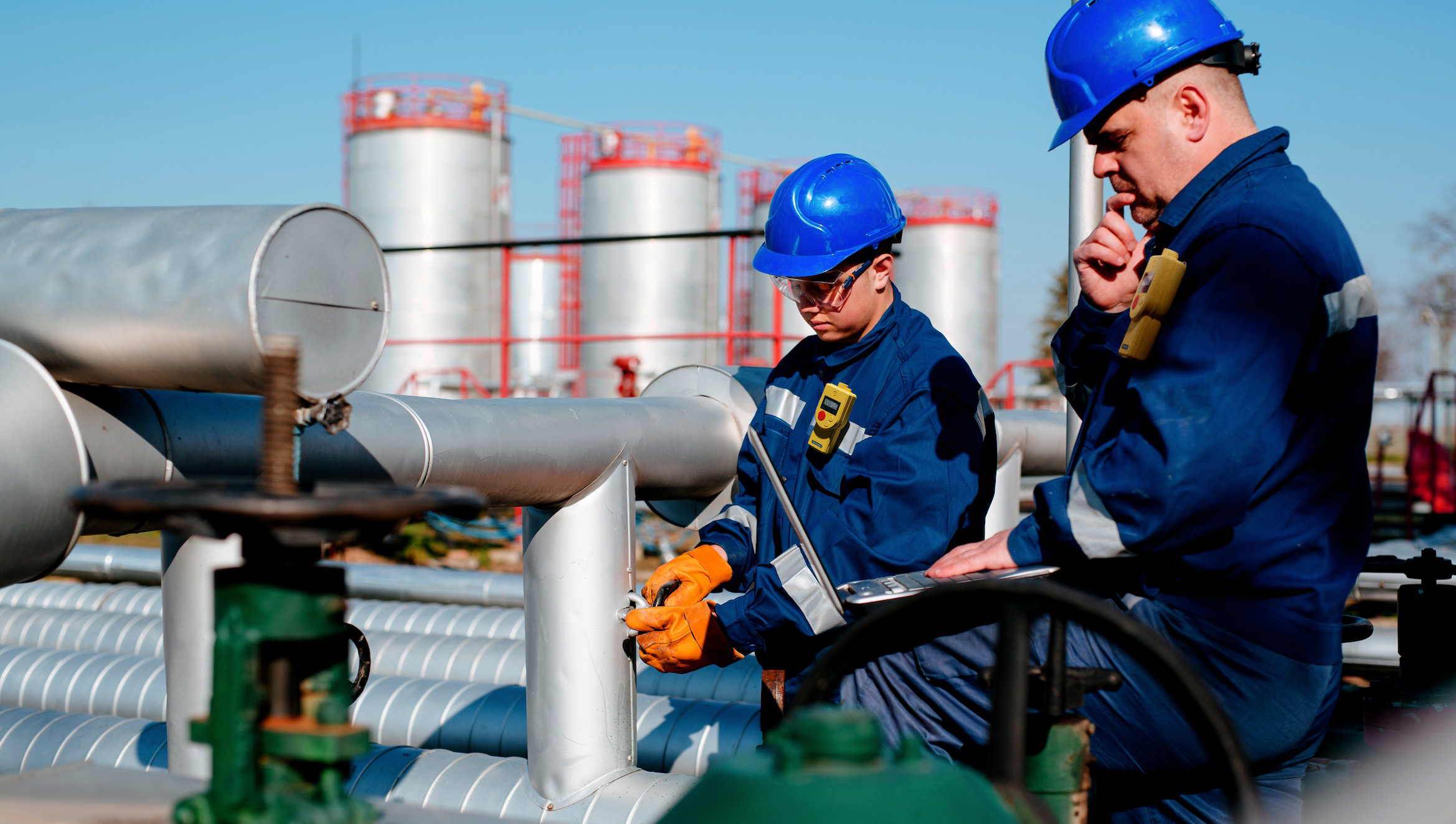 Workers at an industrial site