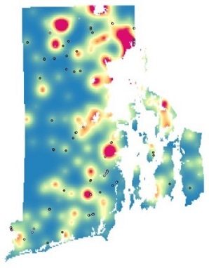 PFAS map of Rhode Island
