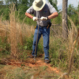 Researchers collected soil samples from the Holcomb Creosote Superfund Site in Yadkinville, North Carolina