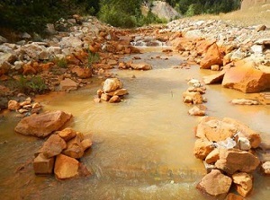 image of a creek showing signs of contamination