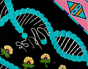 Mallery Quetawki painting of DNA unraveling