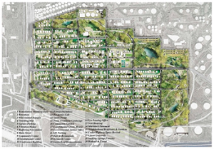 graphic of city with green infrastructure in it