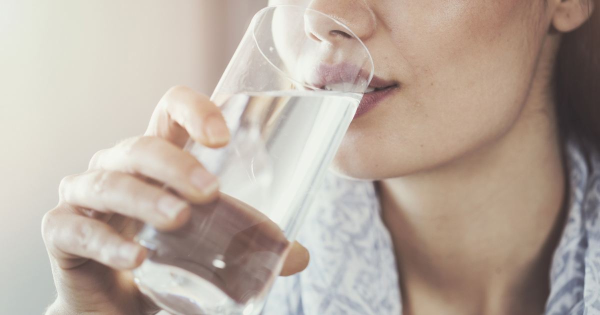 woman drinking water