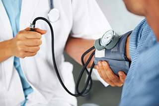 blood pressure check on patient