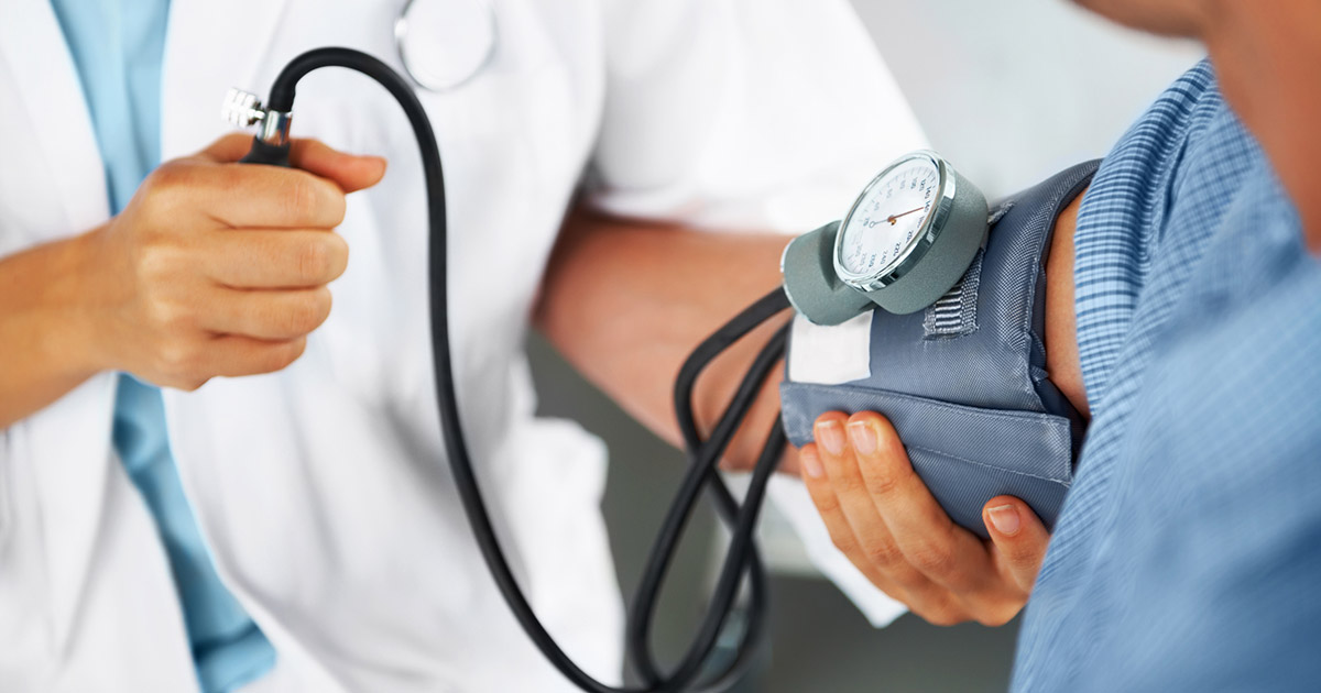 blood pressure check on patient