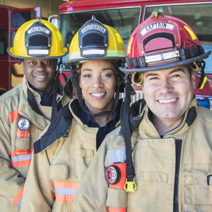 smiling fire fighters