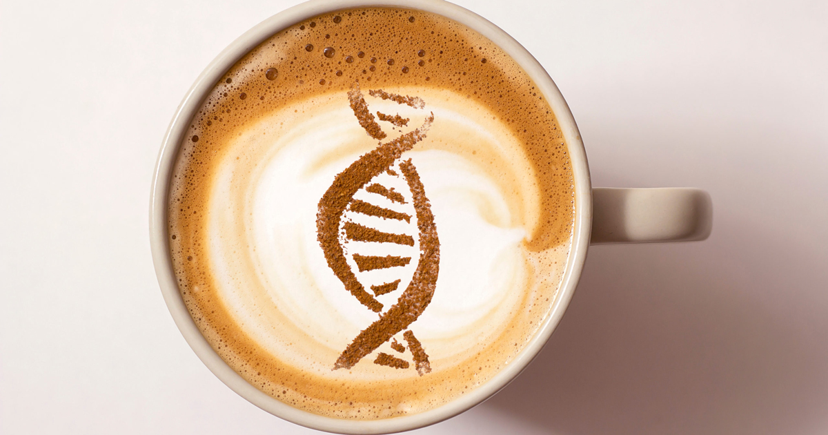 coffee with DNA helix design in foam