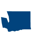 The shape of Washington state filled in dark blue