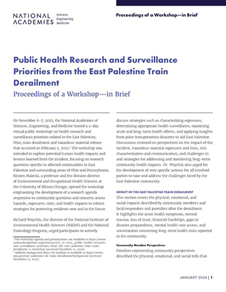 Public Health Research and Surveillance Priorities from the East Palestine Train Derailment
