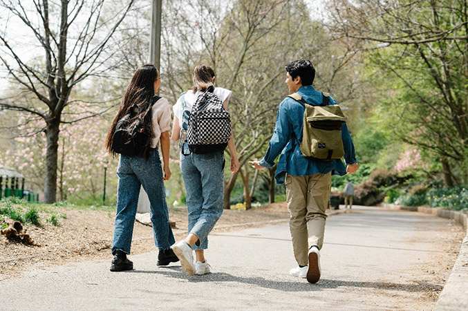 students walking