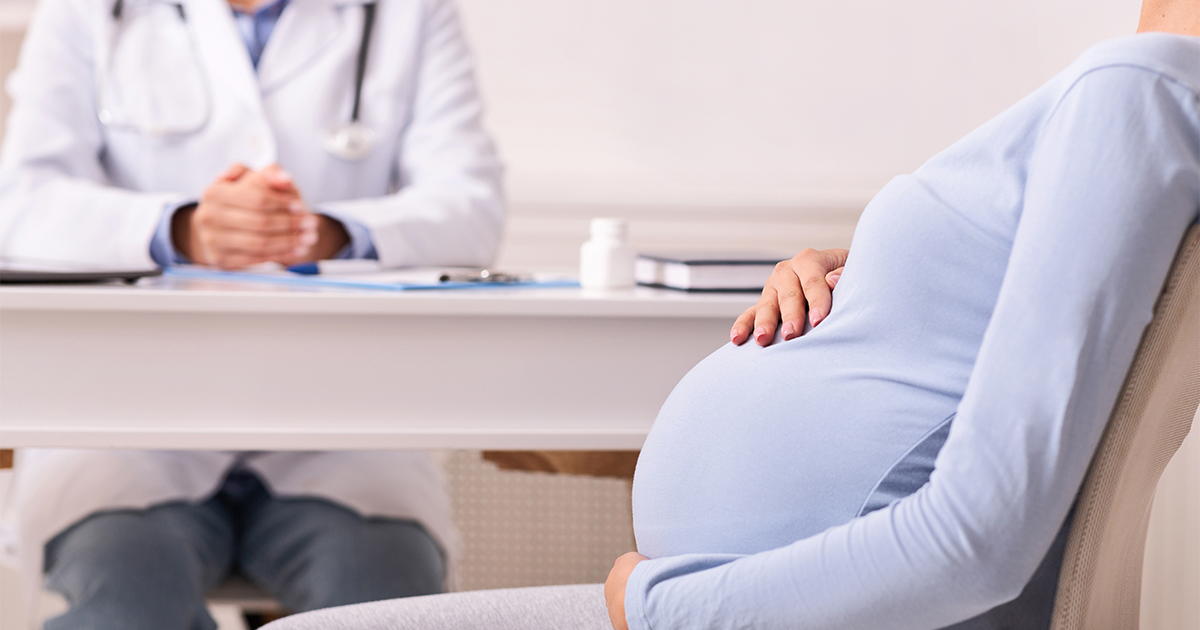 Pregnant woman at a doctor's office 