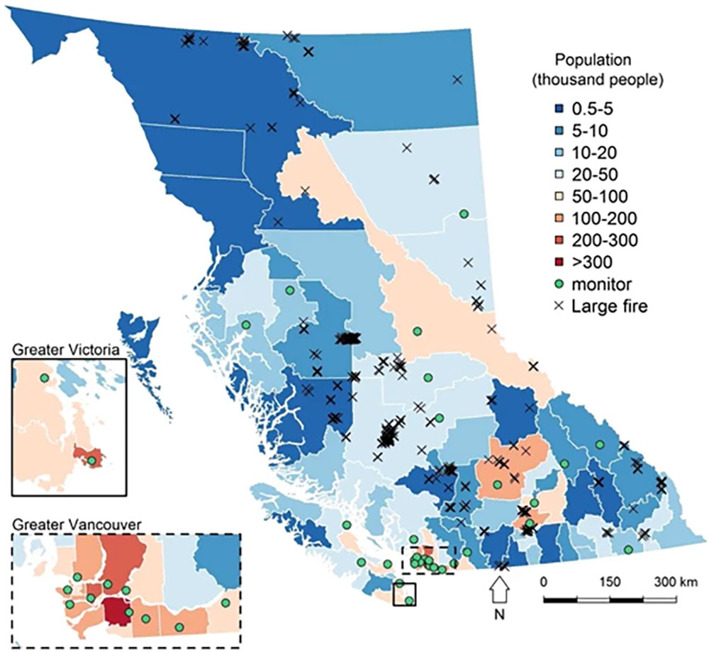 spatially resolved forest fire smoke model in Greater Victoria and Vancouver