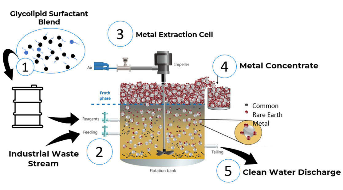 The process of how metal is extracted from industrial waste and turned into clean water
