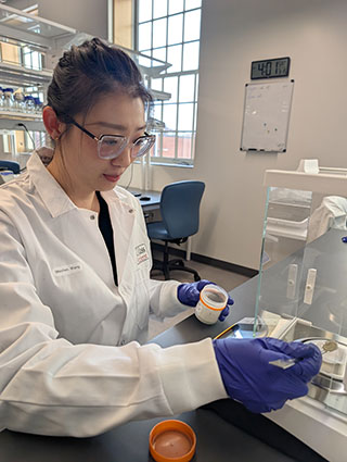 Wang in the lab