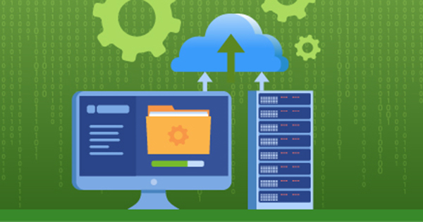 computer and server connected to the cloud