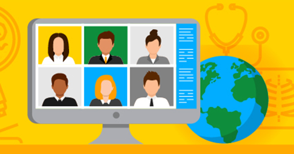 virtual meeting on a desktop computer