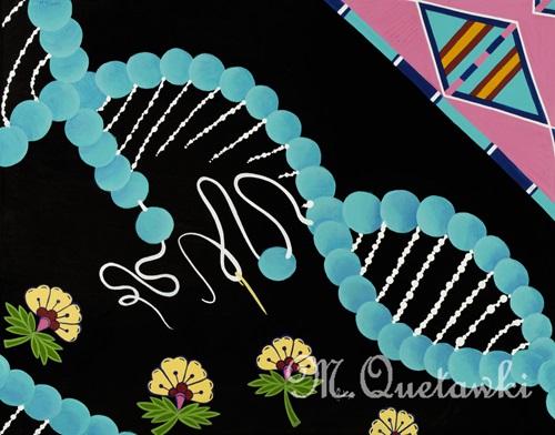 Artwork depicting how zinc can help repair DNA in a similar way to fixing a broken necklace