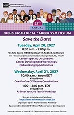 29th Annual NIEHS Biomedical Career Symposium event flyer