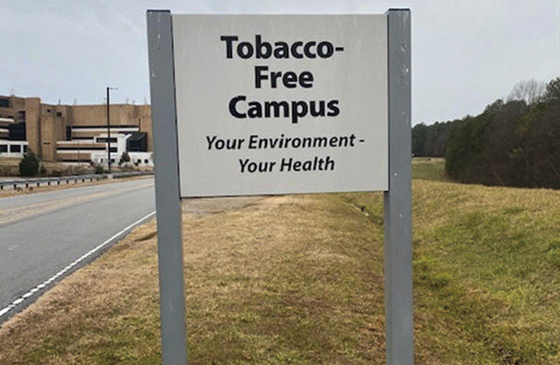 Sign outside NIEHS campus saying Tobacco-free Campus