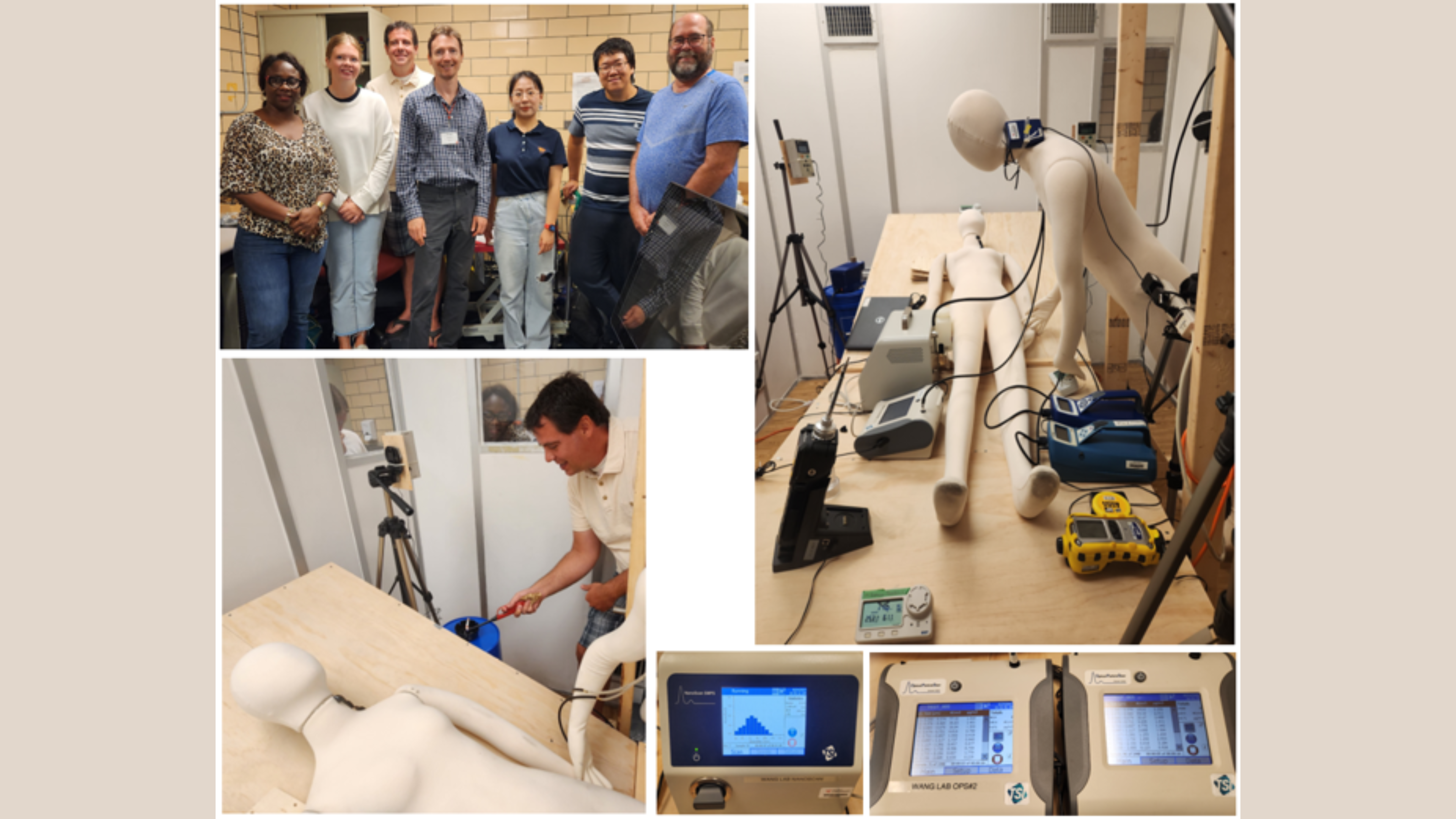 People in a lab working with robots