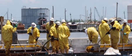 A decontamination unit at a port