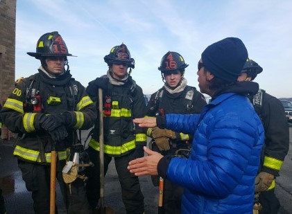 Firefighters receiving training