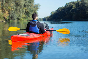 Man in canoe