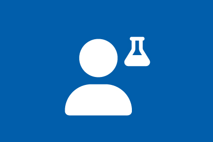 person icon with science vial