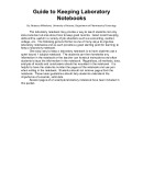Guide to Keeping Laboratory Notebooks Cover
