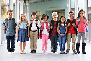 diverse group of kids ready for school