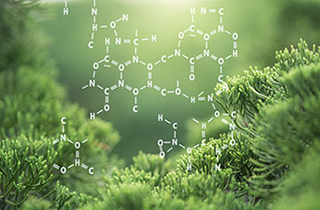 plants with a chemical diagram overlay