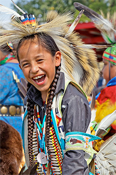 child celebrates native american culture
