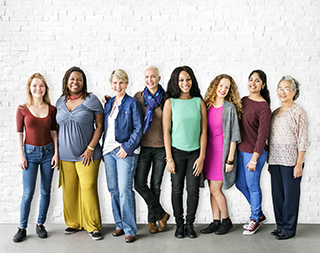 group of diverse women standing together