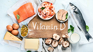 sources of vitamin D, inlcuding fish, milk, and eggs
