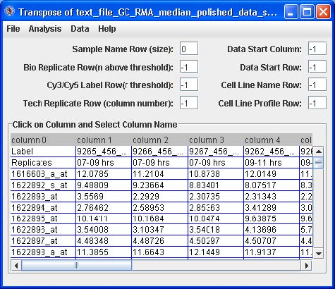 Click the Load Compiled Expression button. The data set will appear in a table.