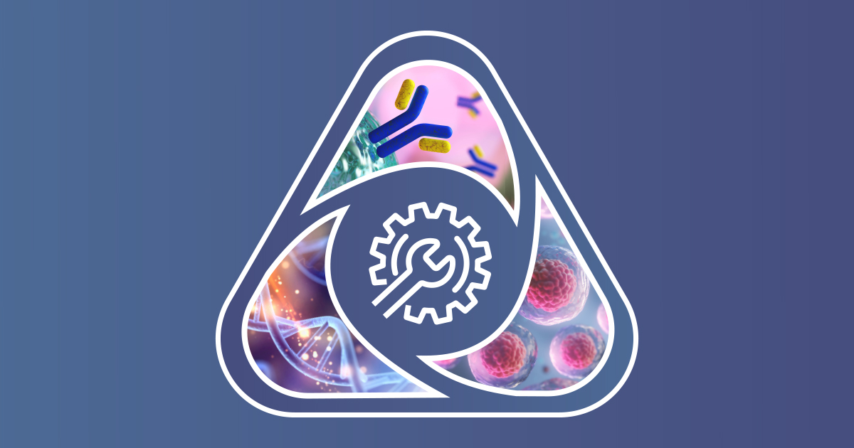 settings icon surrounded by images of cells and dna chain