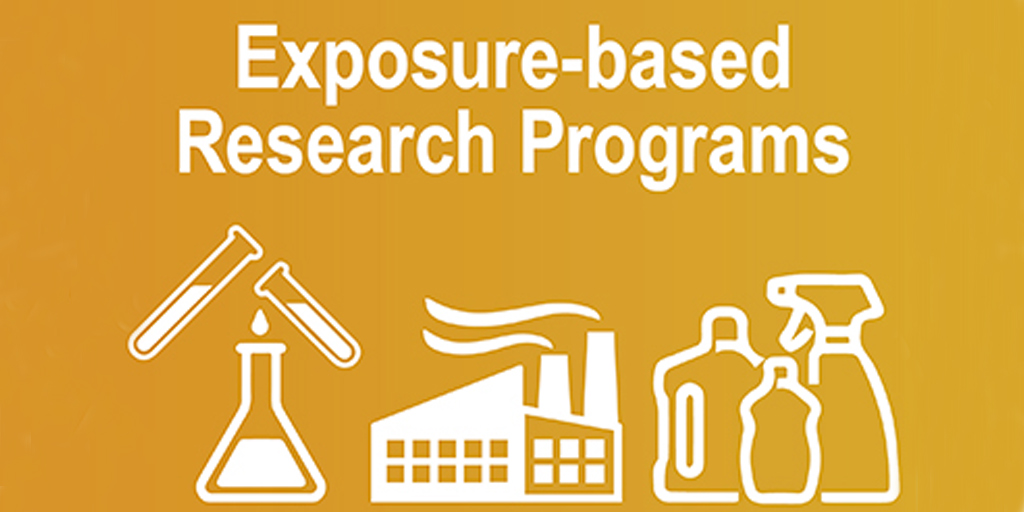 Exposure-based Research Programs, test tubes and flask, smokestacks, and household cleaners
