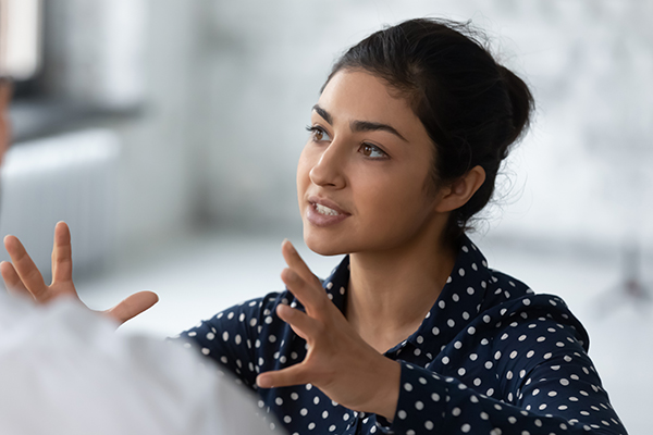 Woman talking with her hands