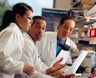 group of scientists in a lab