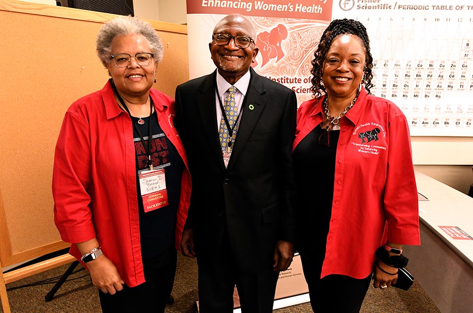 From left to right: Sharon Beard, Robert Bullard, Ph.D., and Joan Packenham, Ph.D., posed for a photo after the keynote session