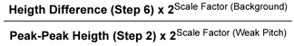 formula to calculate the background signal to weak pitch signal ratio