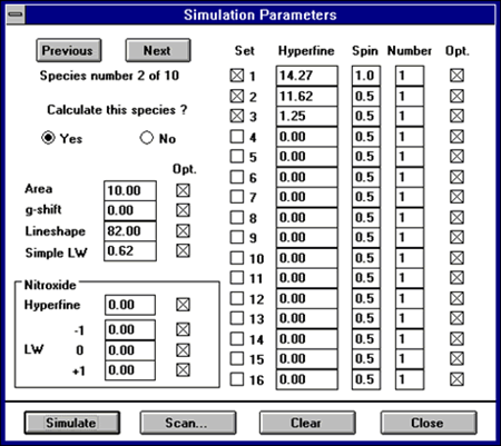 Simulated spectrum