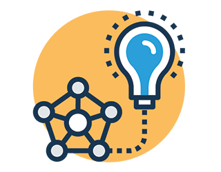 lightbulb connected to a molecular structure