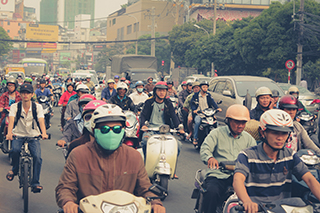 people on motorbikes in vietnam