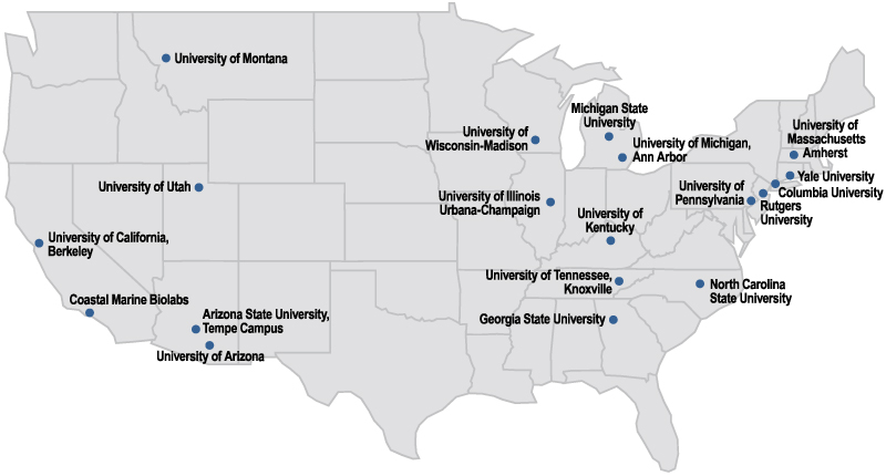 Map of NIEHS R25 Summer Research Programs