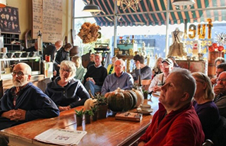 scientist meeting at a cafe